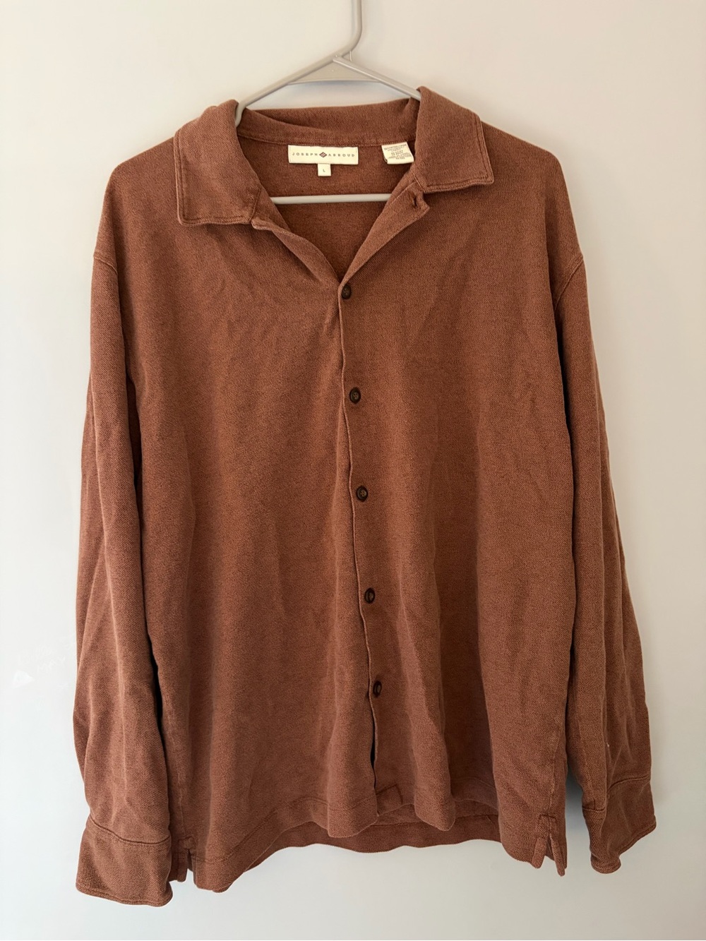 Joseph Abboud Brown Terry Button-Up Polo